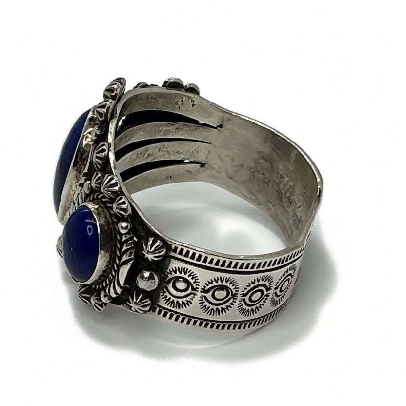 Lapis Lazuli 3 - Ovals Cuff, by Navajo Artisan Rick Werito - Turquoise Mustang