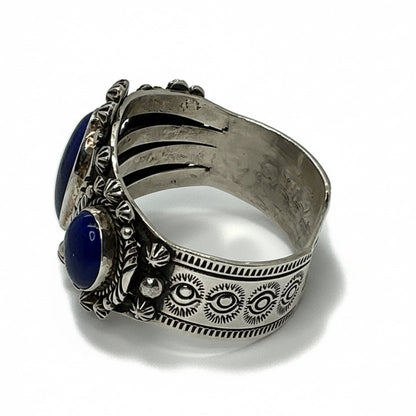 Lapis Lazuli 3 - Ovals Cuff, by Navajo Artisan Rick Werito - Turquoise Mustang