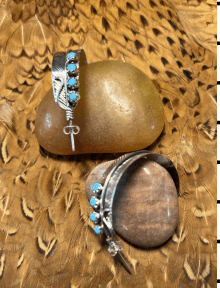 The Lady Slipper Half Hoop Feather Earring - Turquoise Mustang