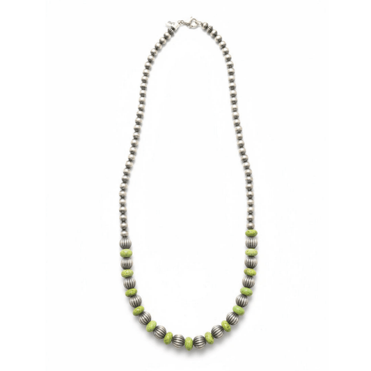 Gaspeite and Navajo Pearl Necklace - Turquoise Mustang