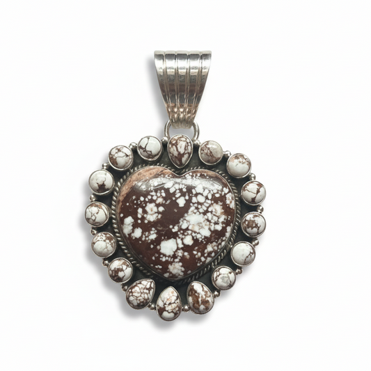 The Marguerite Daisy Heart Cluster Pendant - Turquoise Mustang