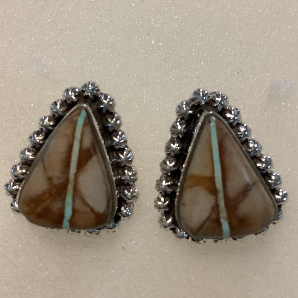 Earrings, Royston Ribbon Turquoise Cab, Pear, star. bez, stud, DD - Turquoise Mustang