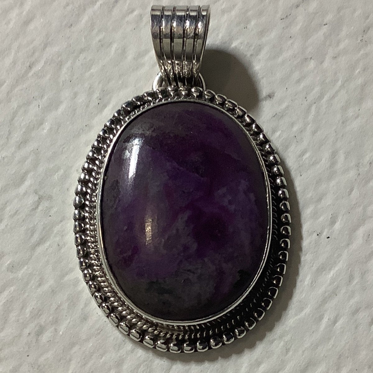 Pendant, Sugilite, Medium Oval with Rope & Raindrop Bezel, DD (1) - Turquoise Mustang