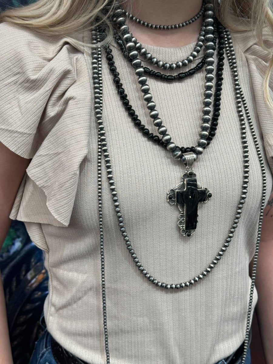 The Primrose Cross Pendant - Turquoise Mustang