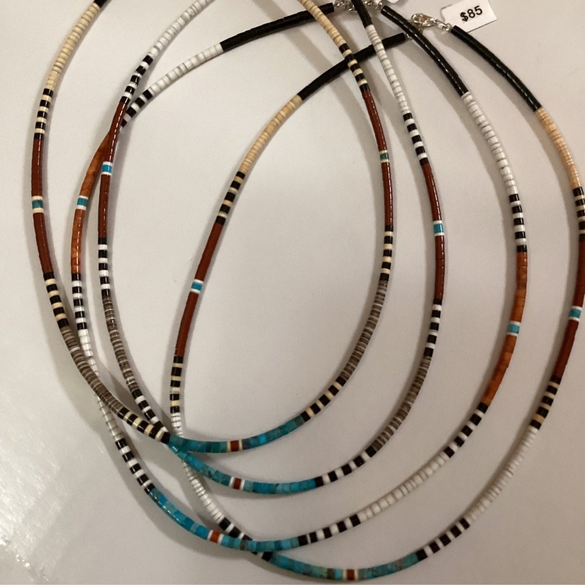 D. Calabaza 16"/18" Perfect Heishi Multi - color Necklace - Turquoise Mustang