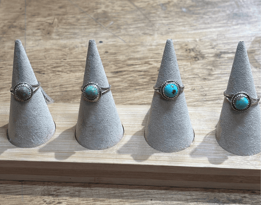 Assorted Round Turquoise Rings by Ester White - Turquoise Mustang