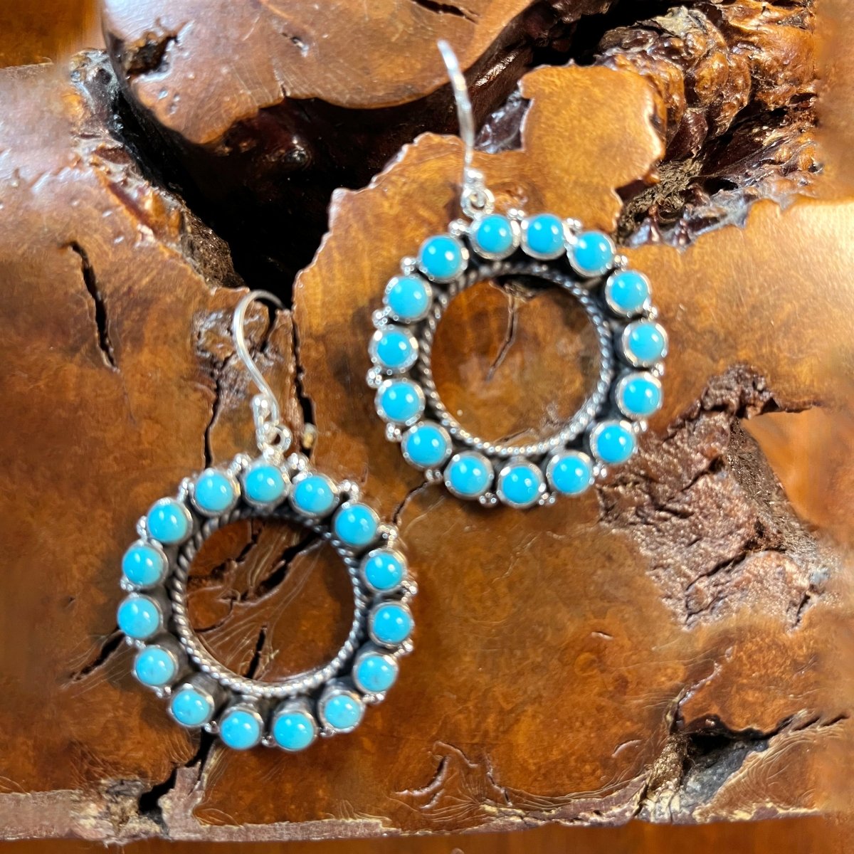 The Wallflower Circle Earrings - Turquoise Mustang
