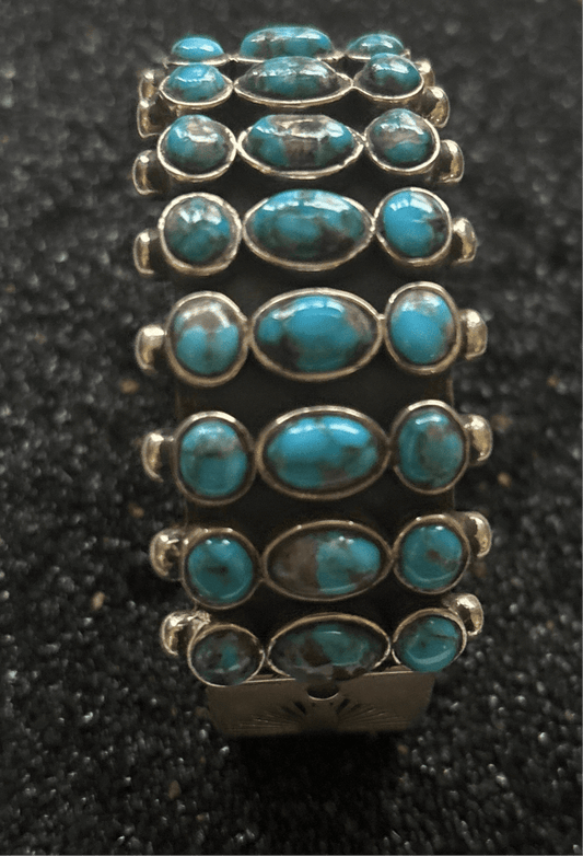 Payson Extra Large Mens 27 Stone Cuff by TM - Turquoise Mustang