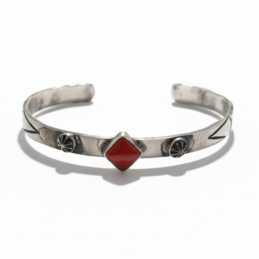 Chaco Single Stone Cuff, Mediterranean Red Coral, Draper - Turquoise Mustang