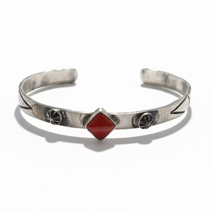 Chaco Single Stone Cuff, Mediterranean Red Coral, Draper - Turquoise Mustang