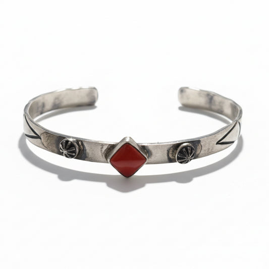 Chaco Single Stone Cuff, Mediterranean Red Coral, Draper - Turquoise Mustang