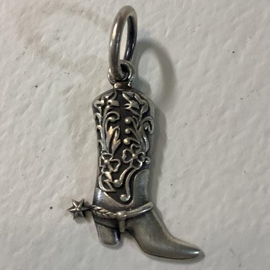 Pendant, Charm, All Silver Dimensional Boot, DD - Turquoise Mustang