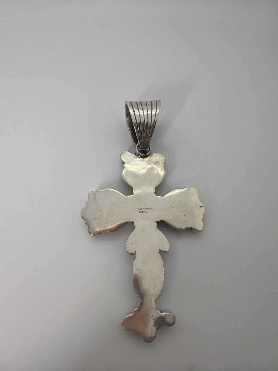 Large 27 - Stone Turquoise & Blue Topaz Cluster Cross Pendant, Dan Dodson - Turquoise Mustang