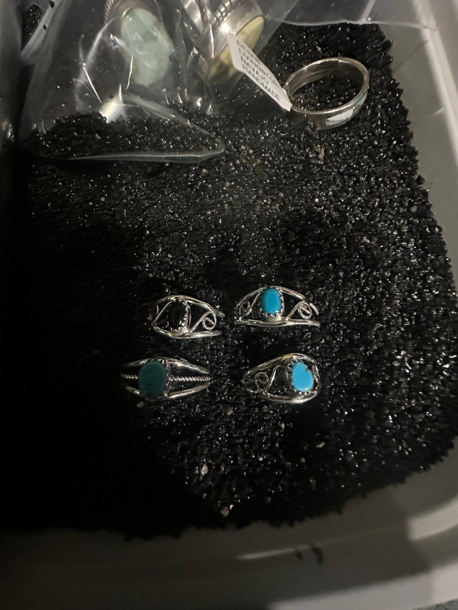 Assorted Petite Turquoise or Black Onyx Rings - Turquoise Mustang