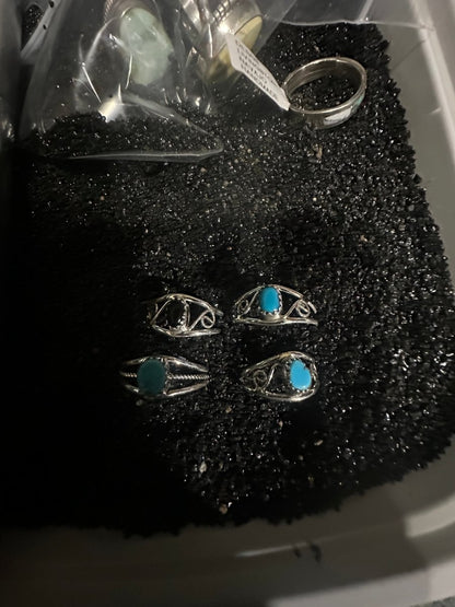 Assorted Petite Turquoise or Black Onyx Rings - Turquoise Mustang