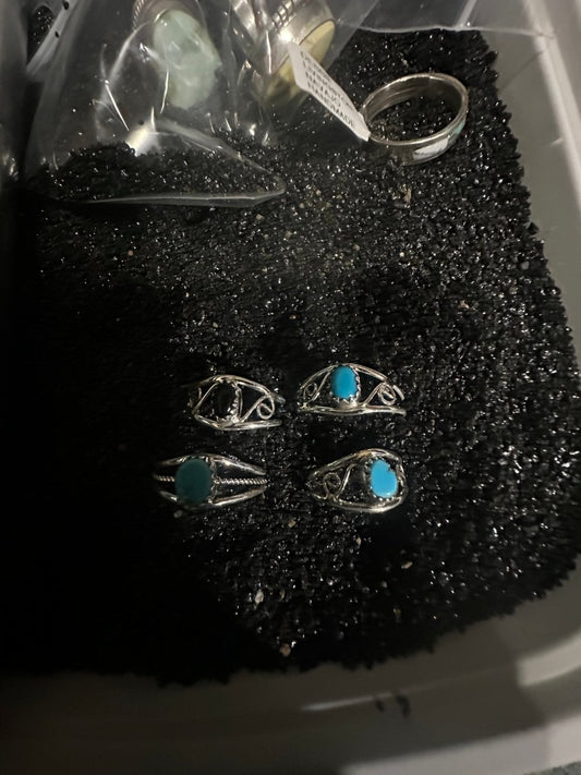 Assorted Petite Turquoise or Black Onyx Rings - Turquoise Mustang