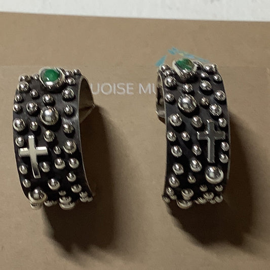 Earring, 3/4 hoops, balls, Crosses, Royston tiny Cabs, Diane Wylie - Turquoise Mustang
