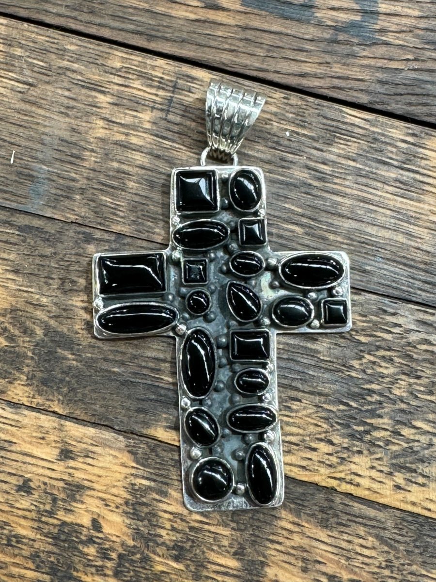 The Peony Cluster Cross Pendant - Turquoise Mustang