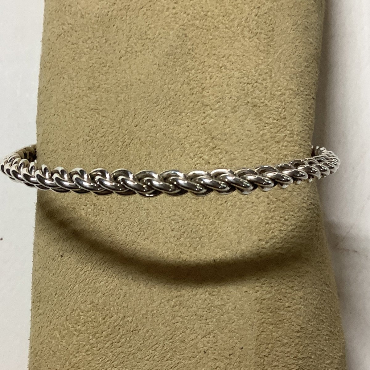 Bangle,rope/twisted wire, cable knit, Elaine Tahe - Turquoise Mustang