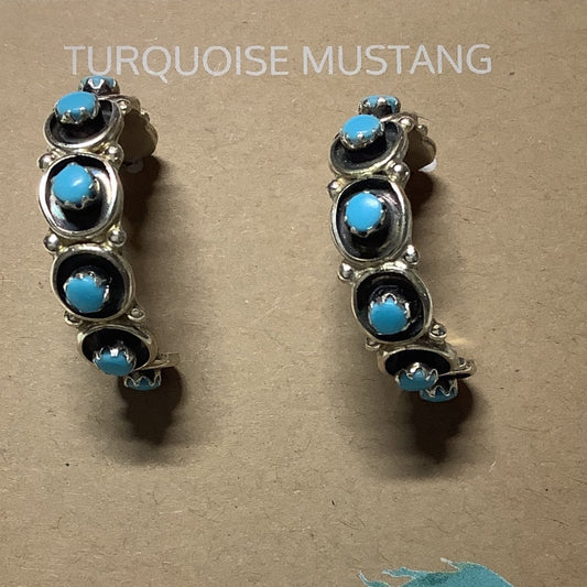 Earring, PP half hoops, 7 - SB stones, Ashley Laate - Turquoise Mustang