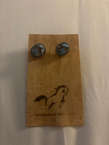 Earring,Oval post , Golden Hills Lavendar Tq, ELI Skeets - Turquoise Mustang