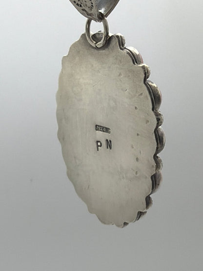 Large Oval Pink Conch Cluster Pendant, PN - Turquoise Mustang