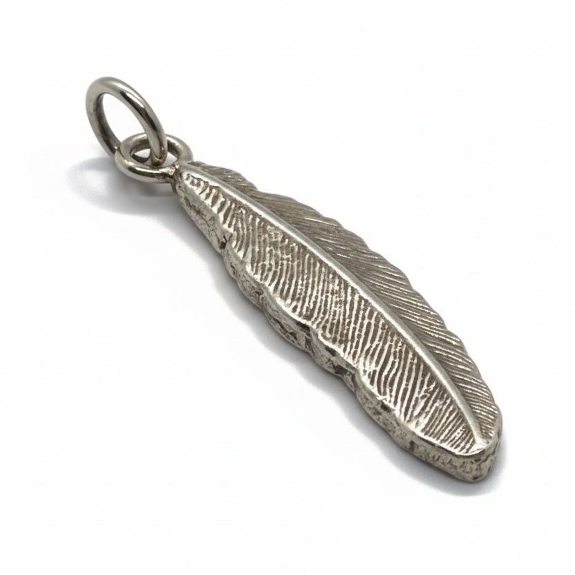 Sterling Silver Feather Pendant Charm - Turquoise Mustang