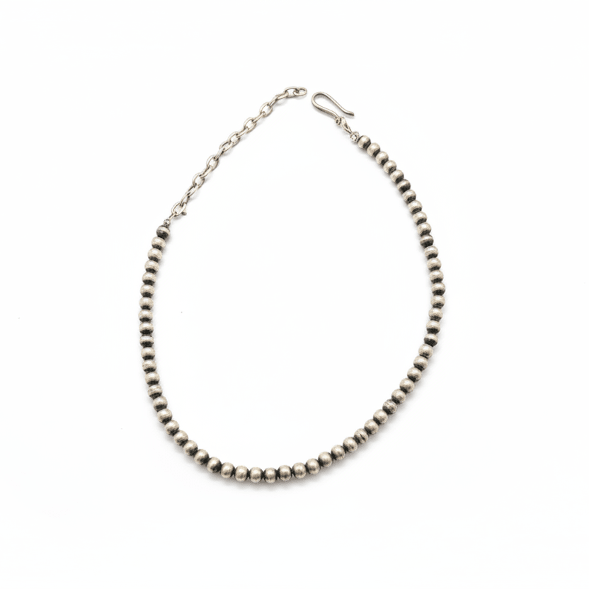 6mm Mustang Silver Pearls - Turquoise Mustang