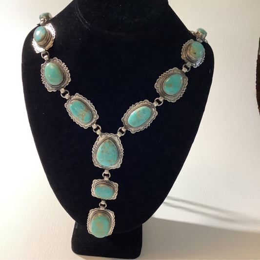Necklace, Lariat, Turquoise, Dan Dodson - Turquoise Mustang