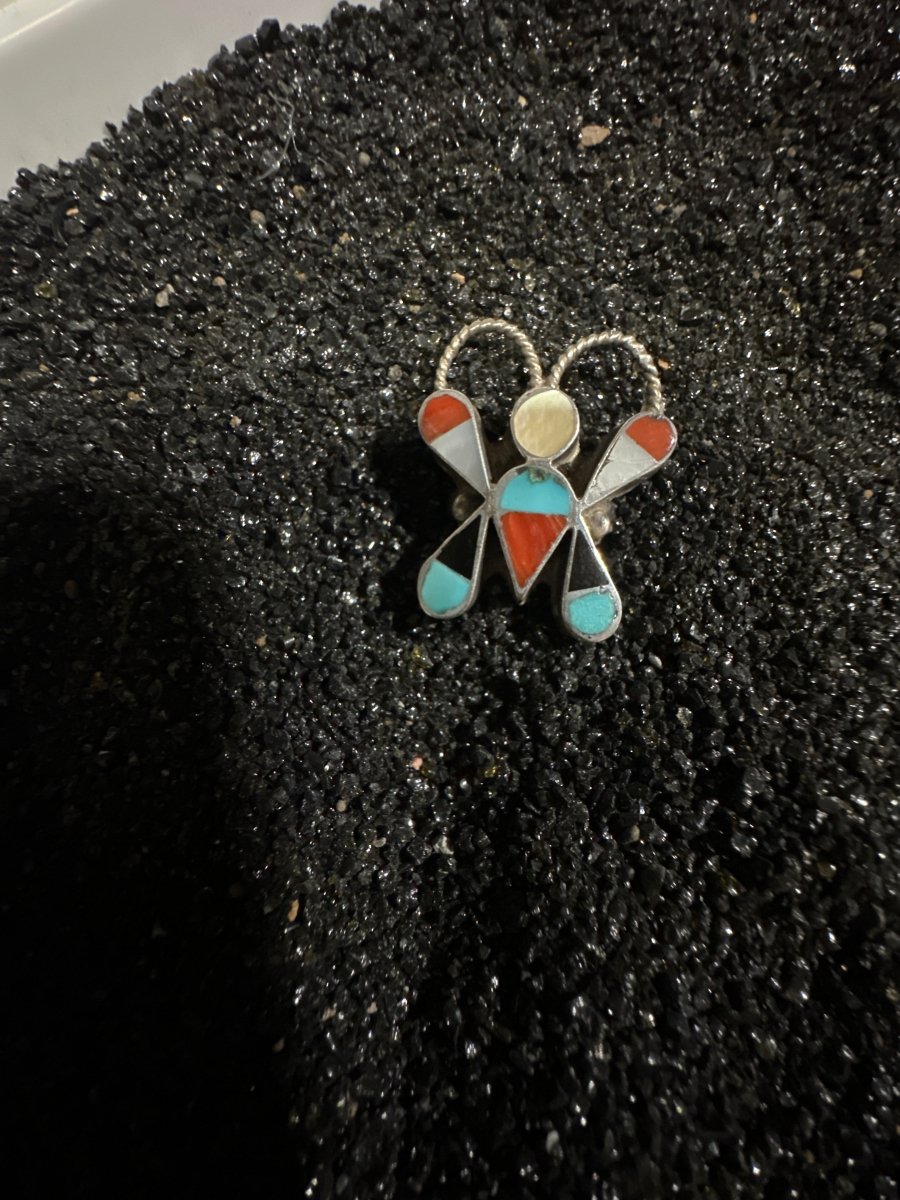 Vintage zuni Dimensional Butterfly Ring - Turquoise Mustang