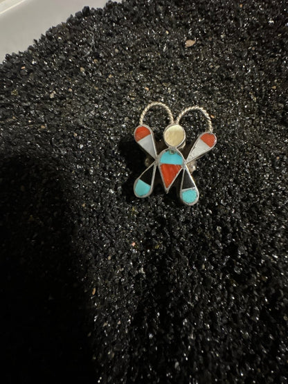 Vintage zuni Dimensional Butterfly Ring - Turquoise Mustang