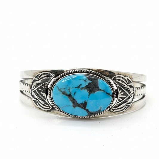 The Veronica Cuff Bracelet in Premium Blue Kingman — by TM - Turquoise Mustang