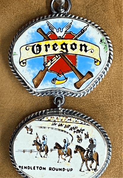 Vintage Porcelain Oregon Pendleton Round-Up Pendant by Vintage Revivals for Turquoise Mustang - Turquoise Mustang