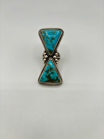 The Double Down Triangle Ring - Turquoise Mustang