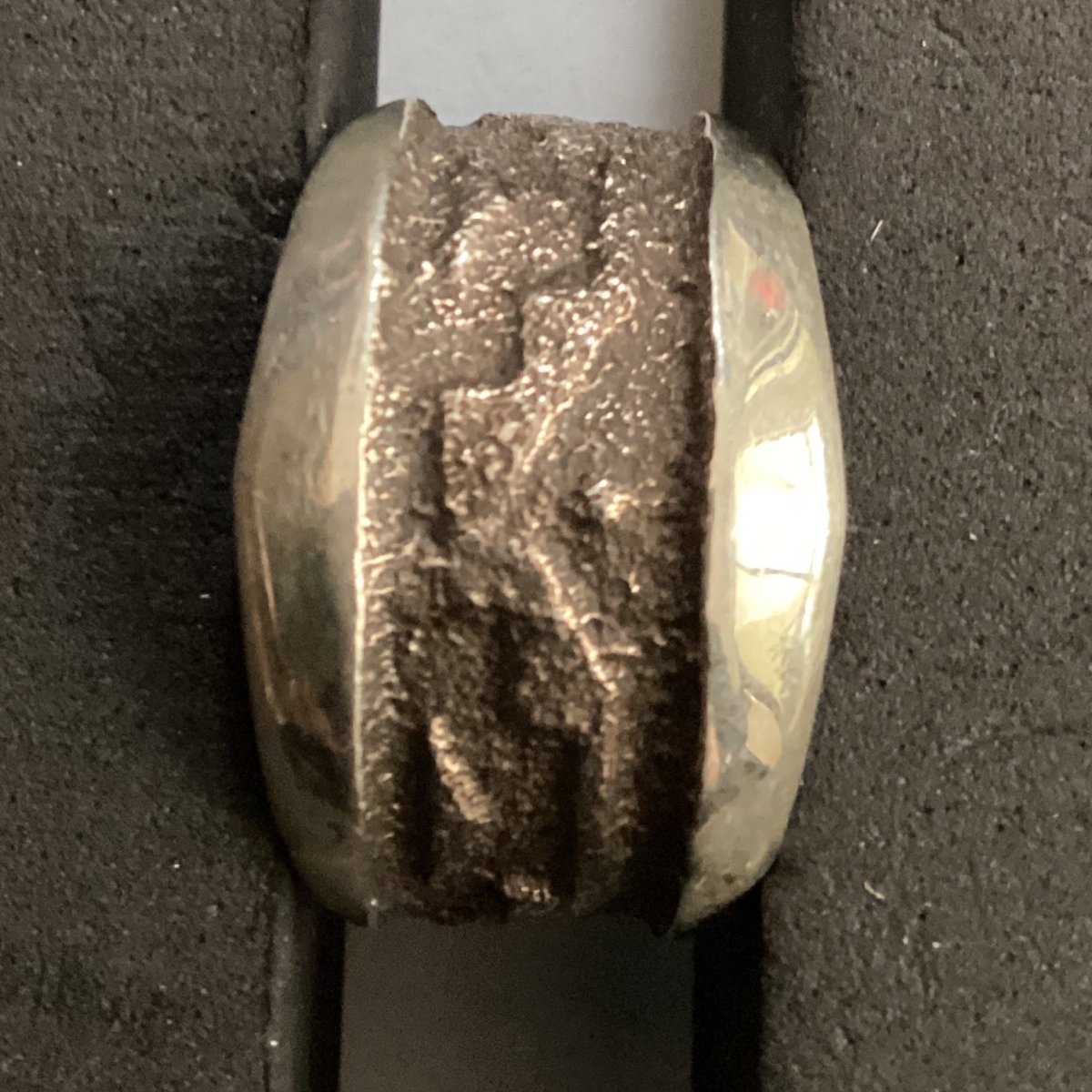 Ring, Tuffa Cast, mesa pattern, Lawrence Baca - Turquoise Mustang