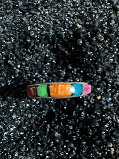 Traditional Design Navajo Multi - stone Band - Turquoise Mustang