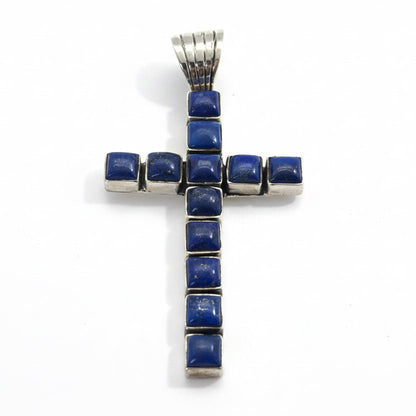 Square Lapis Lazuli 12-Stone Cross Pendant by Dan Dodson - Turquoise Mustang