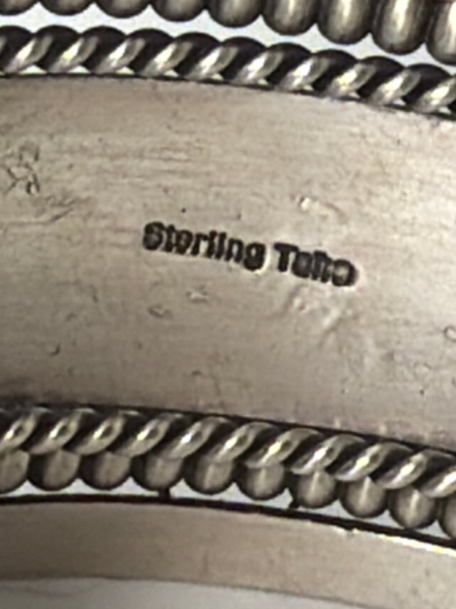 Vintage All Sterling Silver Cuff Bracelet, Tahe - Turquoise Mustang