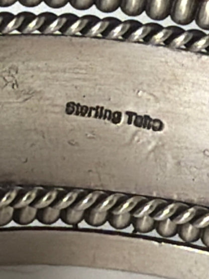 Vintage All Sterling Silver Cuff Bracelet, Tahe - Turquoise Mustang