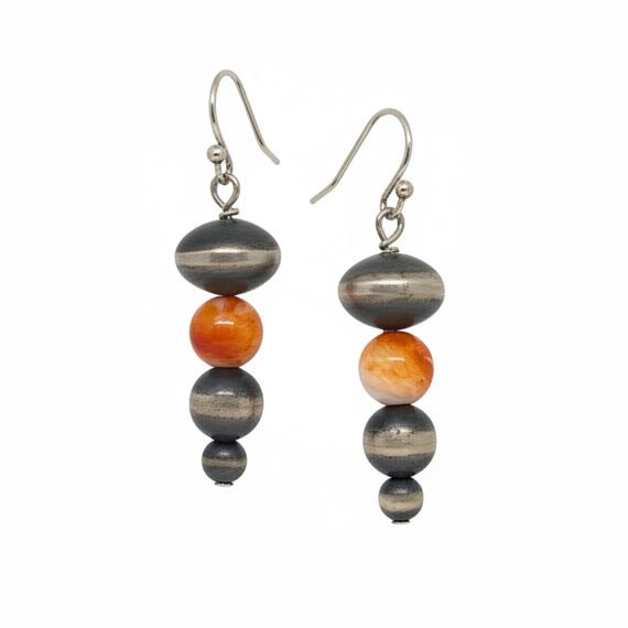 Navajo Pearl and Spiny Oyster Drop Earrings, Assorted - Turquoise Mustang
