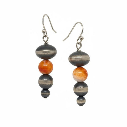 Navajo Pearl and Spiny Oyster Drop Earrings, Assorted - Turquoise Mustang