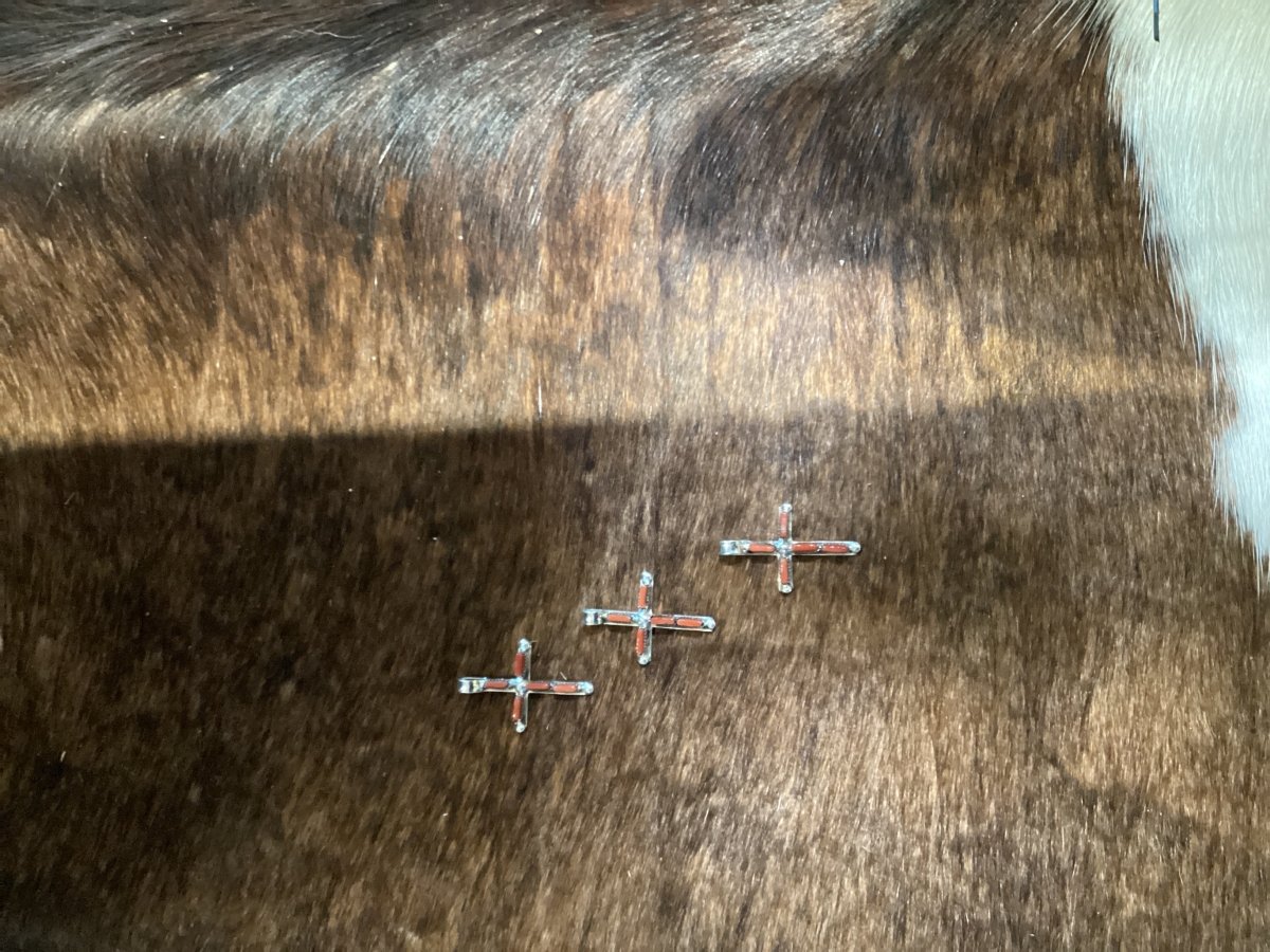 Coral Stone Cross Pendant - Turquoise Mustang