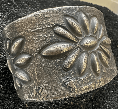 Tufa Cast Repoussé Blossom Cluster Cuff – Stewart Billie (Navajo) - Turquoise Mustang