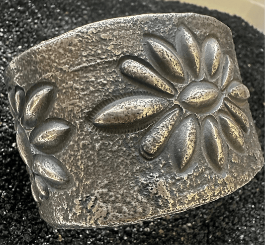 Tufa Cast Repoussé Blossom Cluster Cuff – Stewart Billie (Navajo) - Turquoise Mustang