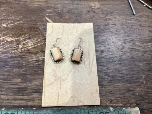 Rectangular Angel Skin Dangle Earrings - Turquoise Mustang