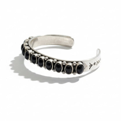 12 stone Oval Black Onyx Cuff, Dan Dodson - Turquoise Mustang