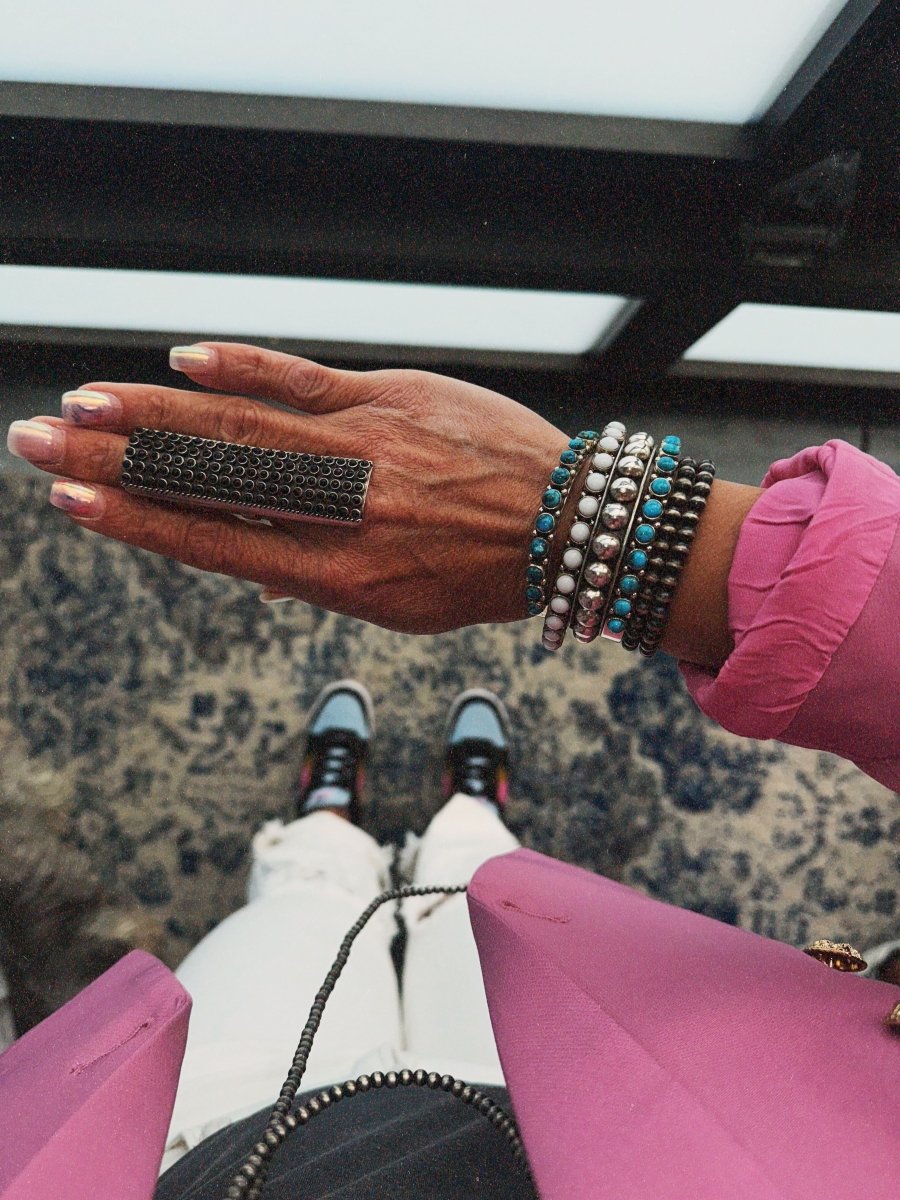 The 100 Stone Snake Eyes Ring - Turquoise Mustang