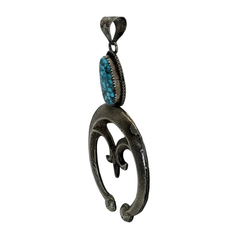 Turquoise Naja Pendant with Sculptural Crescent, Carolyn Tyler (CTY) + T3 - Turquoise Mustang