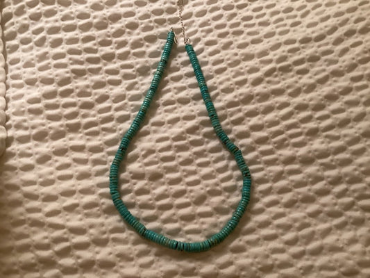 18" 6mm Rondelle Turquoise Necklace - Turquoise Mustang