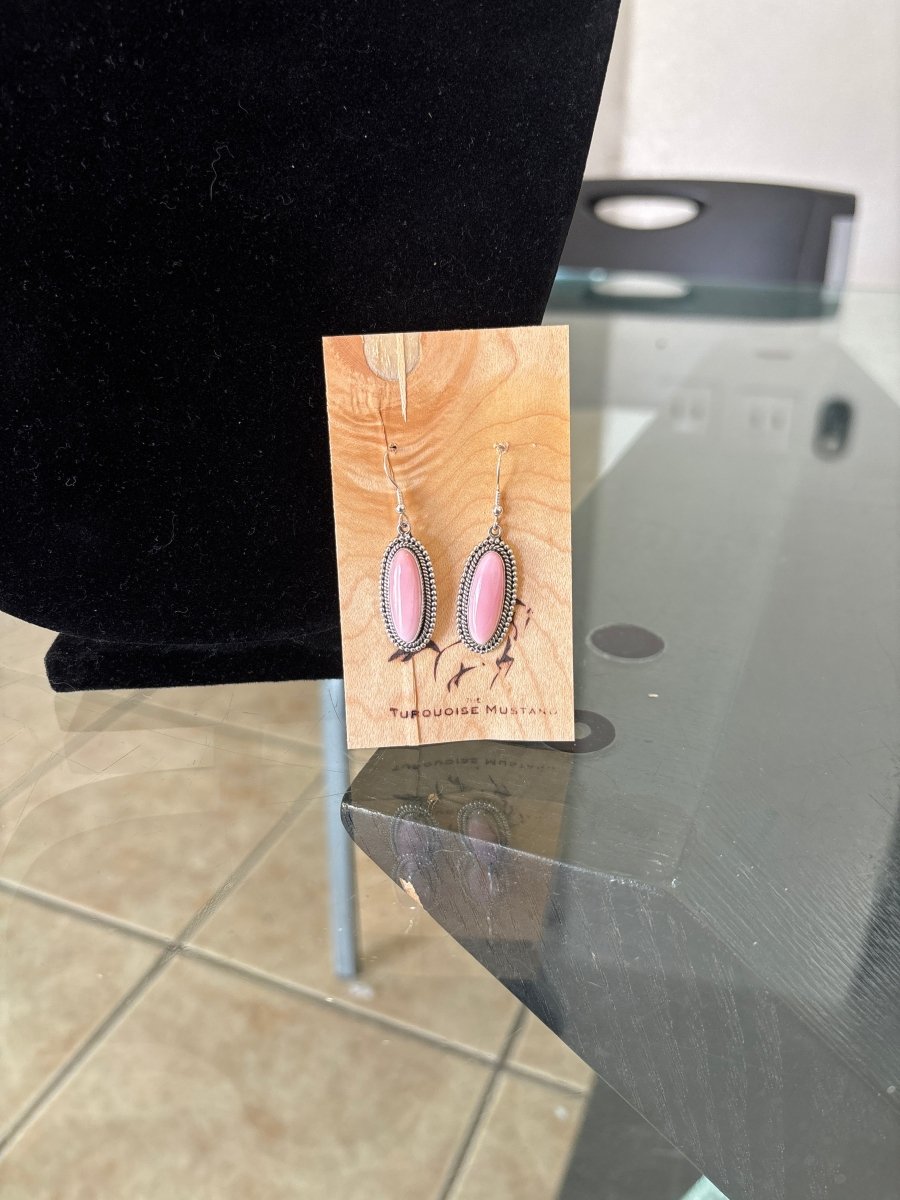 Pink Conch Drop Earrings - Turquoise Mustang